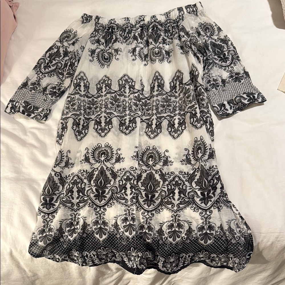 Black and White Off-Shoulder Dress